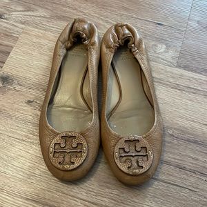 GUC Tory Burch size 8 Minnie Ballet flats brown leather